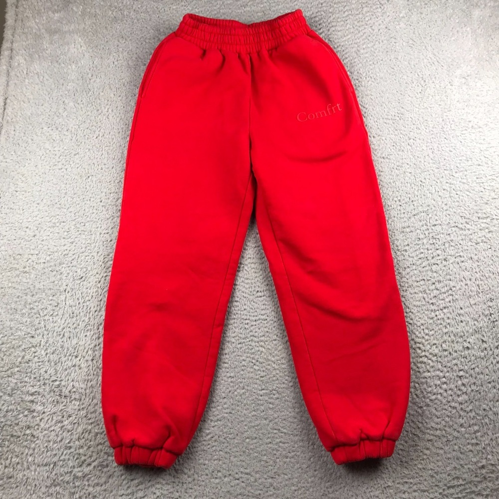 Comfrt‎ Signature Sweatpants Unisex S (23x26) Red Fleece Lined Jogger